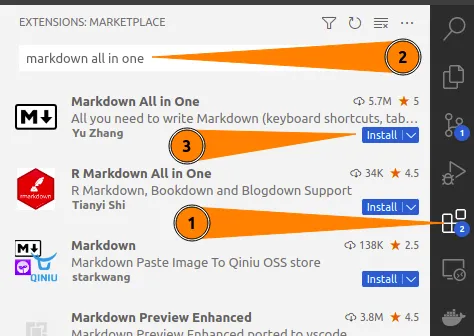 install Markdown All in One